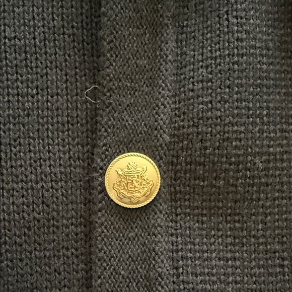 J Crew Navy Lady Jacket Cropped Cardigan with Gold Accents Size XS - Picture 4 of 5